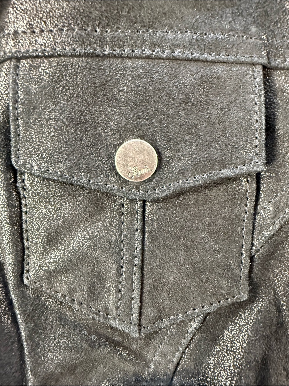 Levi's Black Faux Leather Moto Jacket with Silver Zip - Picture 6 of 14